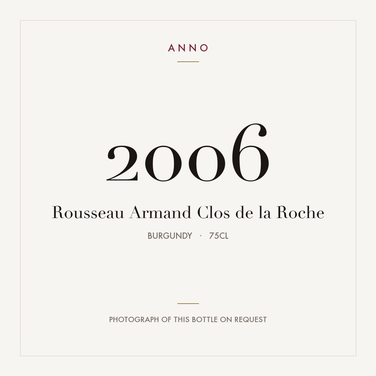 Rousseau Armand Clos de la Roche 2006 0,75l from Burgundy — ANNO vintage card; photograph of the actual bottle available on request