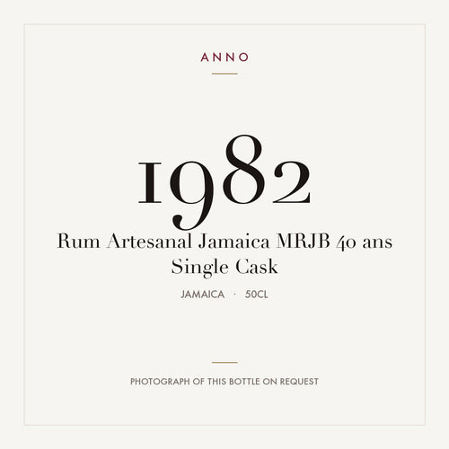 Rum Artesanal Jamaica MRJB 40 ans Single Cask 1982 0,5l from Jamaica — ANNO vintage card; photograph of the actual bottle available on request