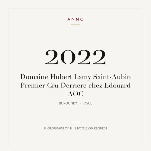 Domaine Hubert Lamy Saint-Aubin Premier Cru Derriere chez Edouard 2022 AOC 0,75l from Burgundy — ANNO vintage card; photograph of the actual bottle available on request