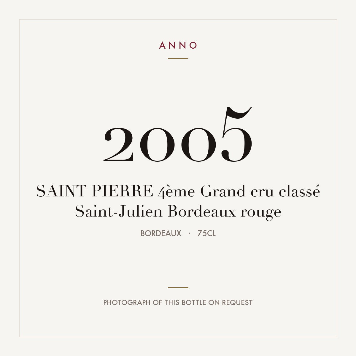 Chateau Saint-Pierre Saint-Julien 2005 AOC 0,75l — ANNO vintage card; photograph of the actual bottle available on request