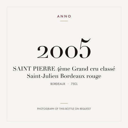 Chateau Saint-Pierre Saint-Julien 2005 AOC 0,75l — ANNO vintage card; photograph of the actual bottle available on request