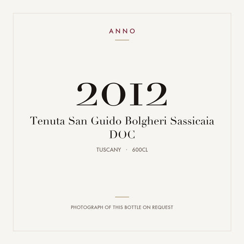 Tenuta San Guido Bolgheri Sassicaia 2012 DOC 6l, 托斯卡尼 — ANNO 年份卡；實際酒瓶照片可應要求提供