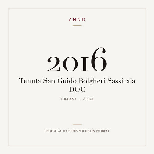 Tenuta San Guido Bolgheri Sassicaia 2016 DOC 6l, 托斯卡尼 — ANNO 年份卡；實際酒瓶照片可應要求提供