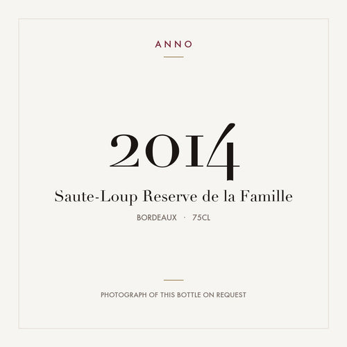 Saute-Loup Reserve de la Famille 2014 0,75l, Бордо — карточка урожая ANNO; фото настоящей бутылки по запросу