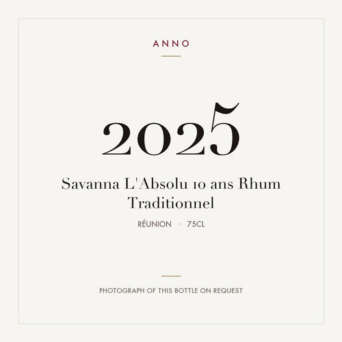 Savanna L'Absolu 10 ans Rhum Traditionnel 2025 0,75l from Réunion — ANNO vintage card; photograph of the actual bottle available on request