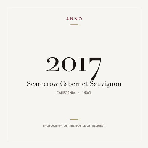 Scarecrow Cabernet Sauvignon 2017 1,5l — ANNOヴィンテージカード。実際のボトルの写真はご要望に応じてご用意します