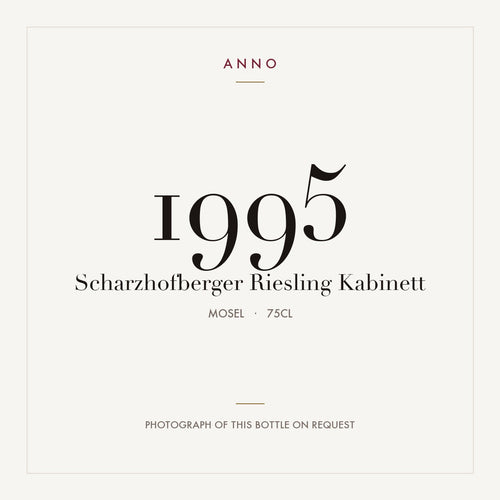 Scharzhofberger Riesling Kabinett 1995 0,75l from Mosel — ANNO vintage card; photograph of the actual bottle available on request