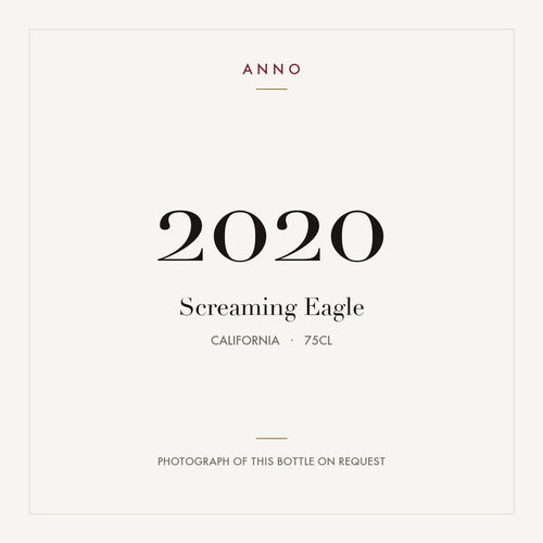 Screaming Eagle 2020 0,75l — ANNO-årgangskort; foto af den faktiske flaske på forespørgsel