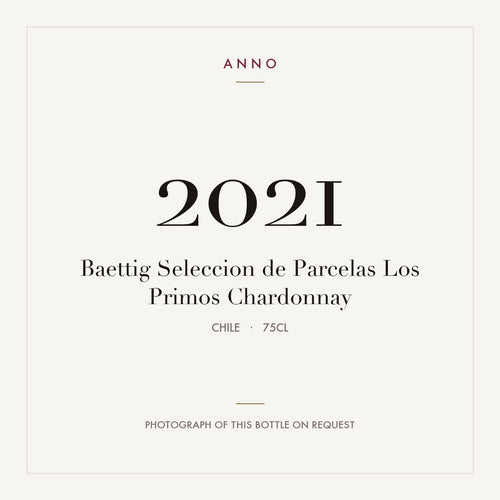 Baettig Seleccion de Parcelas Los Primos Chardonnay 2021 0,75l from Chile — ANNO vintage card; photograph of the actual bottle available on request
