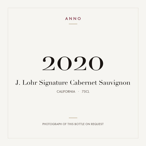 J. Lohr Signature Cabernet Sauvignon 2020 0,75l from California — ANNO vintage card; photograph of the actual bottle available on request
