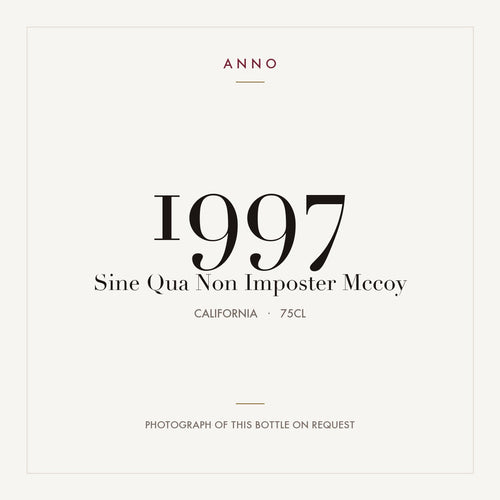 Sine Qua Non Imposter Mccoy 1997 0,75l — ANNO vintage card; photograph of the actual bottle available on request