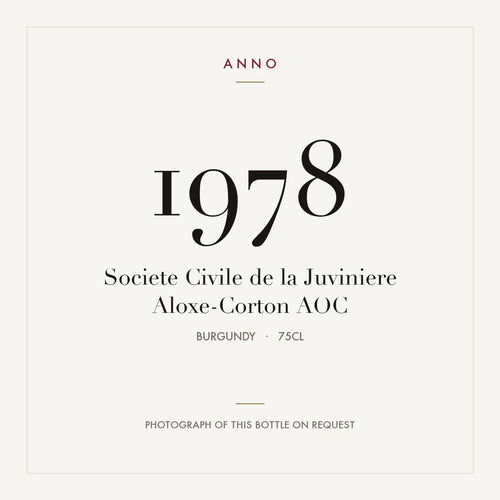 Societe Civile de la Juviniere Aloxe-Corton 1978 AOC 0,75l, 勃根地 — ANNO 年份卡；實際酒瓶照片可應要求提供