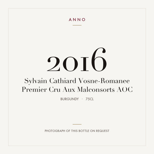 Sylvain Cathiard Vosne-Romanee Premier Cru Aux Malconsorts 2016 AOC 0,75l, Borgogna — card dell'annata ANNO; foto della bottiglia reale disponibile su richiesta