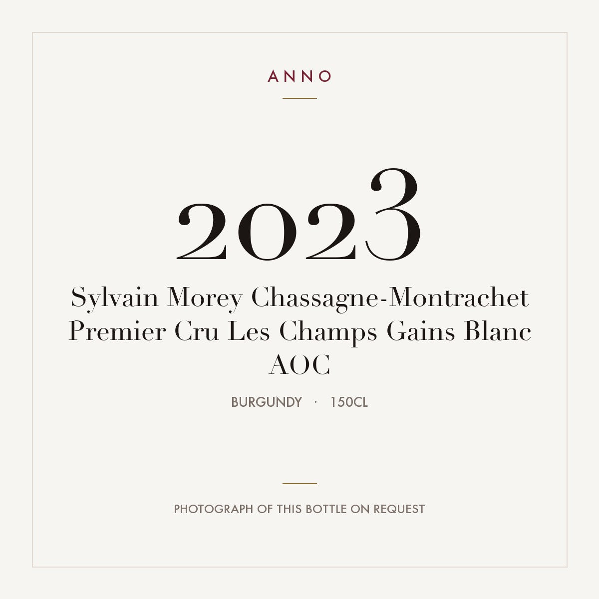 Sylvain Morey Chassagne-Montrachet Premier Cru Les Champs Gains Blanc 2023 AOC 1,5l, Bourgogne — ANNO-årgangskort; foto af den faktiske flaske på forespørgsel