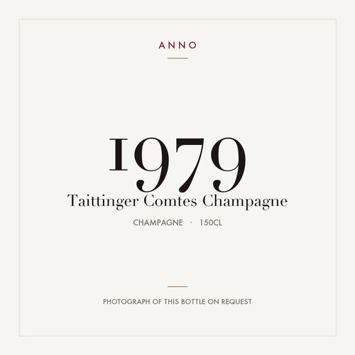 Taittinger Comtes Champagne 1979 1,5l — ANNO-årgangskort; foto af den faktiske flaske på forespørgsel
