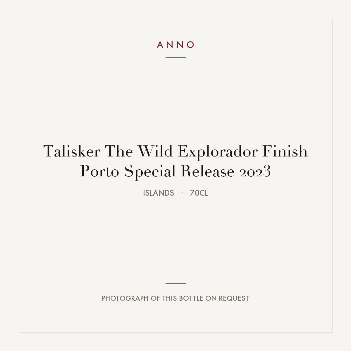 Talisker Special Release The Wild Explorador Finish Porto 2023 0,7l from Islands — ANNO vintage card; photograph of the actual bottle available on request