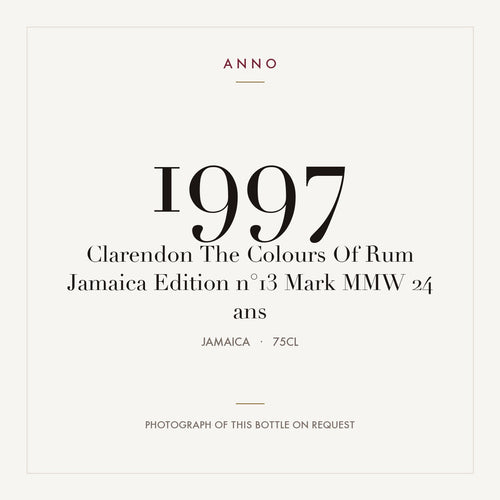 Clarendon The Colours Of Rum Jamaica Edition n°13 Mark MMW 24 ans 1997 0,75l from Jamaica — ANNO vintage card; photograph of the actual bottle available on request