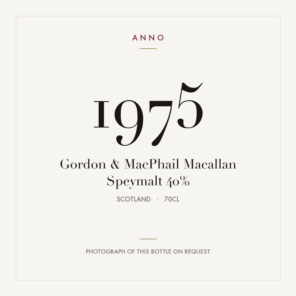 Gordon & MacPhail Macallan Speymalt 40% 1975 0,7l, スコットランド — ANNOヴィンテージカード。実際のボトルの写真はご要望に応じてご用意します