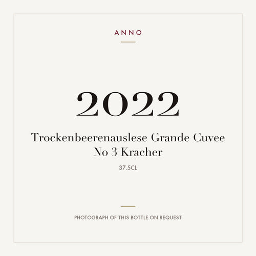Kracher Grande Cuvee No 3 Trockenbeerenauslese 2022 0,375l — carte millésime ANNO ; photo de la bouteille réelle disponible sur demande