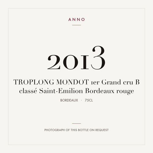 Chateau Troplong Mondot Saint-Emilion 2013 AOC 0,75l — ANNO vintage card; photograph of the actual bottle available on request