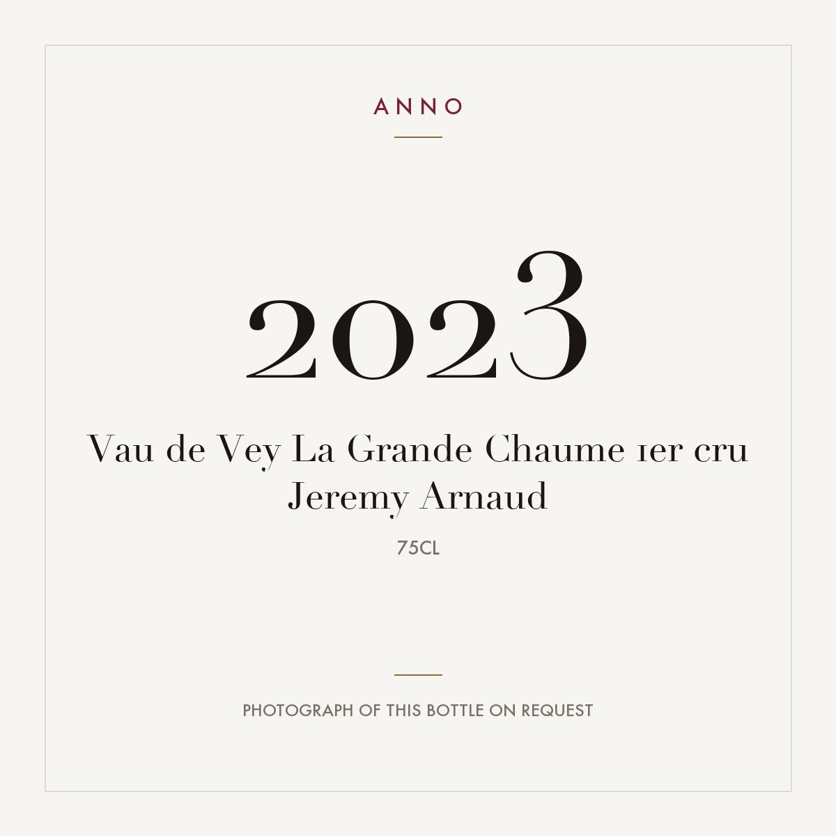 Jeremy Arnaud Chablis Premier Cru Vau de Vey La Grande Chaume 2023 AOC 0,75l — ANNO vintage card; photograph of the actual bottle available on request