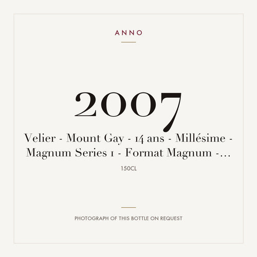 Mount Gay Magnum Series 1 14 Years Old 2007 1,5l — card dell'annata ANNO; foto della bottiglia reale disponibile su richiesta