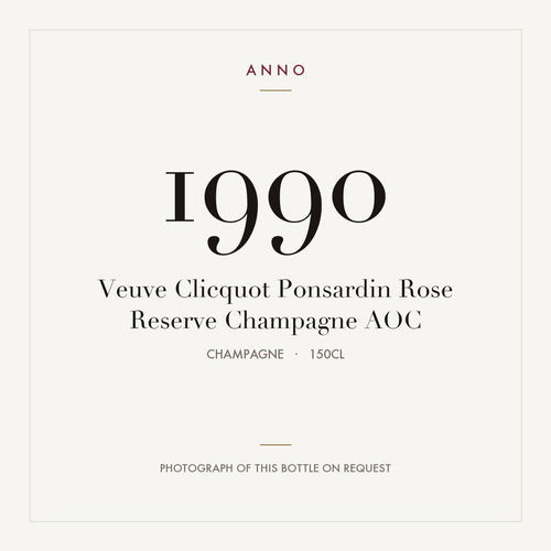 Veuve Clicquot Ponsardin Rose Reserve Champagne 1990 AOC 1,5l, Champagne — ANNO-årgangskort; foto af den faktiske flaske på forespørgsel