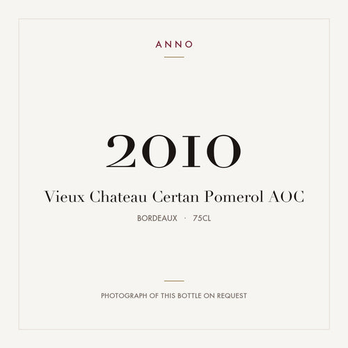 Vieux Chateau Certan Pomerol 2010 AOC 0,75l from Bordeaux — ANNO vintage card; photograph of the actual bottle available on request