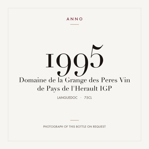 Domaine de la Grange des Peres Vin de Pays de l'Herault 1995 IGP 0,75l from Languedoc — ANNO vintage card; photograph of the actual bottle available on request
