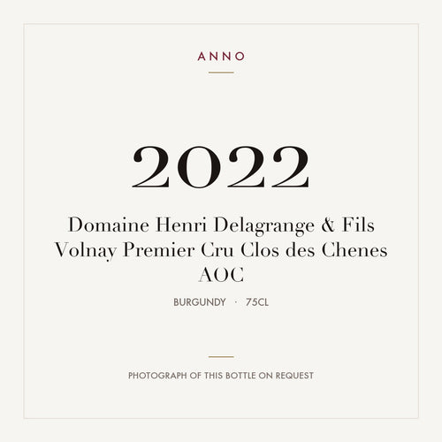 Domaine Henri Delagrange & Fils Volnay Premier Cru Clos des Chenes 2022 AOC 0,75l from Burgundy — ANNO vintage card; photograph of the actual bottle available on request