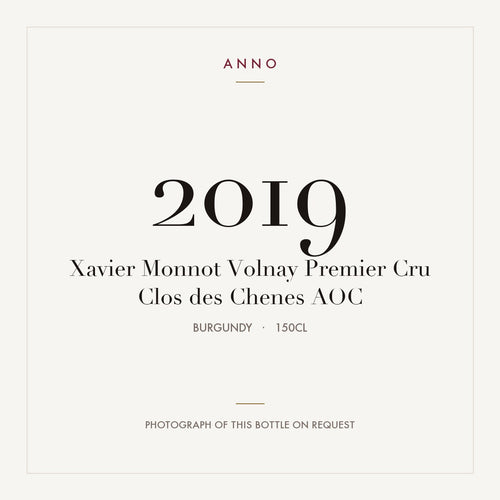 Xavier Monnot Volnay Premier Cru Clos des Chenes 2019 AOC 1,5l from Burgundy — ANNO vintage card; photograph of the actual bottle available on request