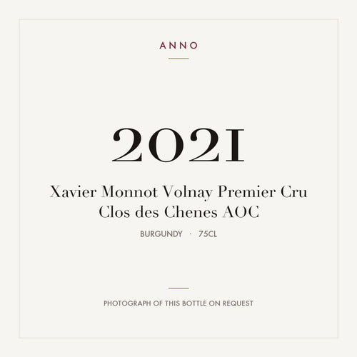 Xavier Monnot Volnay Premier Cru Clos des Chenes 2021 AOC 0,75l from Burgundy — ANNO vintage card; photograph of the actual bottle available on request