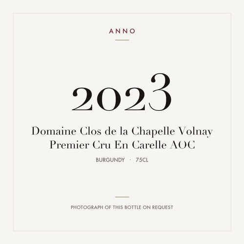 Domaine Clos de la Chapelle Volnay Premier Cru En Carelle 2023 AOC 0,75l from Burgundy — ANNO vintage card; photograph of the actual bottle available on request