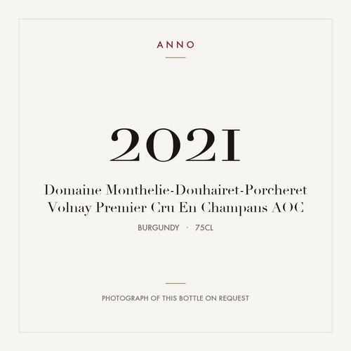 Domaine Monthelie-Douhairet-Porcheret Volnay Premier Cru En Champans 2021 AOC 0,75l from Burgundy — ANNO vintage card; photograph of the actual bottle available on request