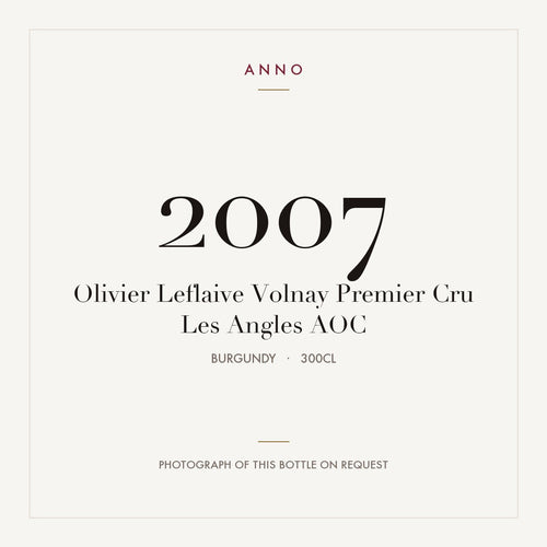 Olivier Leflaive Volnay Premier Cru Les Angles 2007 AOC 3l from Burgundy — ANNO vintage card; photograph of the actual bottle available on request