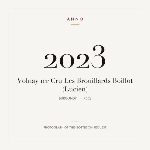Lucien Boillot Volnay Premier Cru Les Brouillards 2023 AOC 0,75l — ANNO vintage card; photograph of the actual bottle available on request