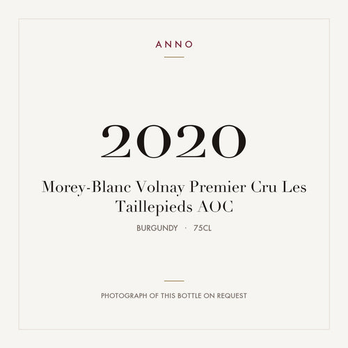Morey-Blanc Volnay Premier Cru Les Taillepieds 2020 AOC 0,75l from Burgundy — ANNO vintage card; photograph of the actual bottle available on request
