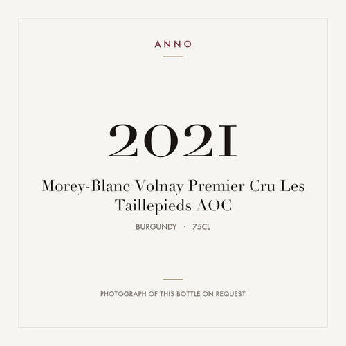 Morey-Blanc Volnay Premier Cru Les Taillepieds 2021 AOC 0,75l from Burgundy — ANNO vintage card; photograph of the actual bottle available on request