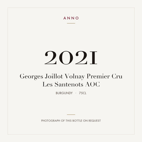 Georges Joillot Volnay Premier Cru Les Santenots 2021 AOC 0,75l from Burgundy — ANNO vintage card; photograph of the actual bottle available on request