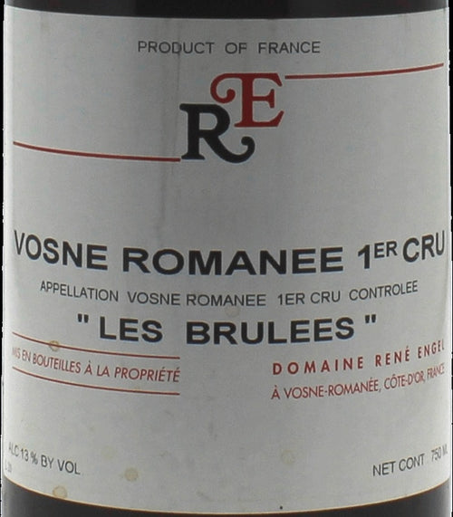 Domaine Rene Engel Vosne-Romanee Premier Cru Les Brulees AOC — wine label, illustrative image