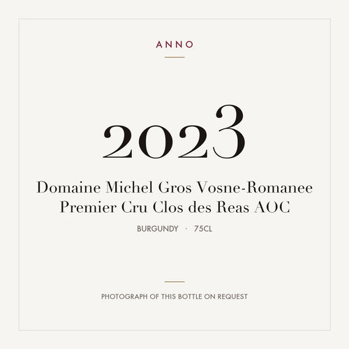 Domaine Michel Gros Vosne-Romanee Premier Cru Clos des Reas 2023 AOC 0,75l from Burgundy — ANNO vintage card; photograph of the actual bottle available on request