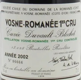 Domaine de la Romanee-Conti Vosne-Romanee Premier Cru Duvault-Blochet 2002 AOC 0,75l — wine label