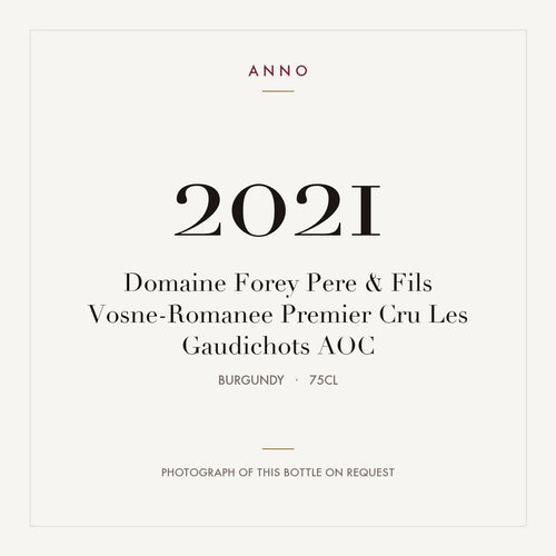 Domaine Forey Pere & Fils Vosne-Romanee Premier Cru Les Gaudichots 2021 AOC 0,75l from Burgundy — ANNO vintage card; photograph of the actual bottle available on request
