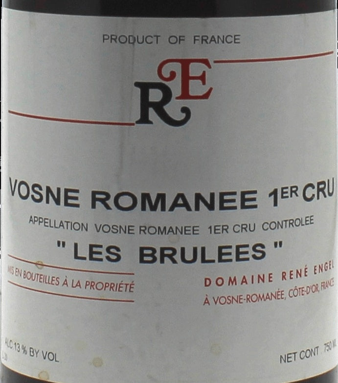 Domaine Rene Engel Vosne-Romanee Premier Cru Les Brulees 2001 AOC 0,75l — wijnetiket, illustratieve afbeelding
