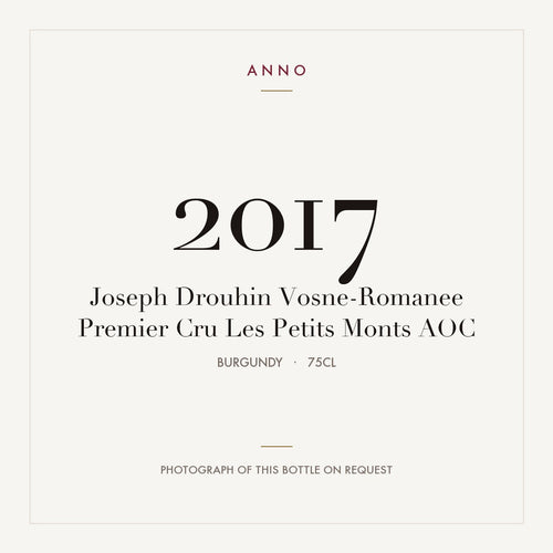 Joseph Drouhin Vosne-Romanee Premier Cru Les Petits Monts 2017 AOC 0,75l from Burgundy — ANNO vintage card; photograph of the actual bottle available on request