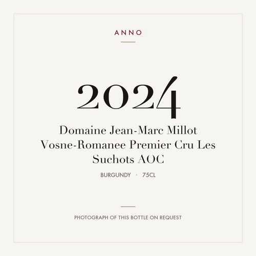 Domaine Jean-Marc Millot Vosne-Romanee Premier Cru Les Suchots 2024 AOC 0,75l from Burgundy — ANNO vintage card; photograph of the actual bottle available on request