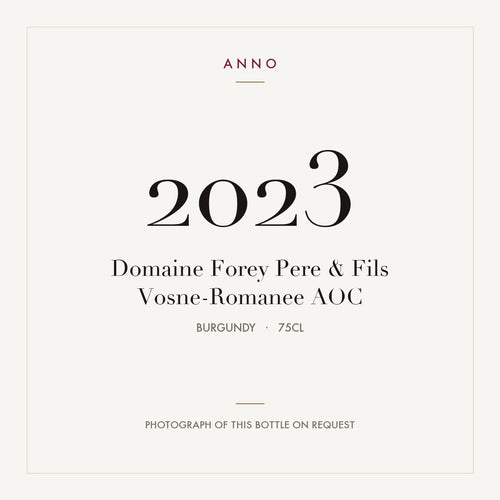 Domaine Forey Pere & Fils Vosne-Romanee 2023 AOC 0,75l from Burgundy — ANNO vintage card; photograph of the actual bottle available on request