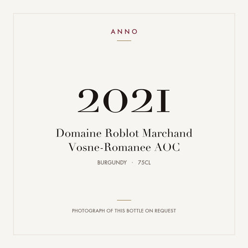 Domaine Roblot Marchand Vosne-Romanee 2021 AOC 0,75l from Burgundy — ANNO vintage card; photograph of the actual bottle available on request