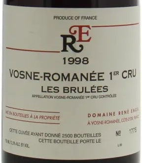 Domaine Rene Engel Vosne-Romanee Premier Cru Les Brulees 1998 AOC 0,75l — wijnetiket