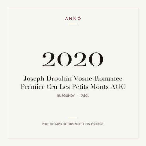 Joseph Drouhin Vosne-Romanee Premier Cru Les Petits Monts 2020 AOC 0,75l from Burgundy — ANNO vintage card; photograph of the actual bottle available on request